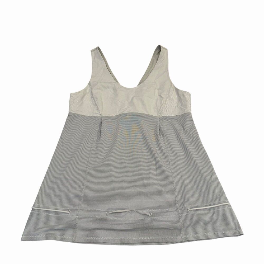 Lululemon Tank Top Sleeveless Athletic Running Shirt Size 12 Gray Cinch Waist